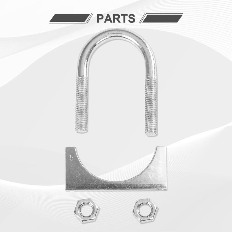 GESEXI 5" U-shaped Exhaust Pipe Clamp Mild Steel Muffler Exhaust Clamps with Anti-Rust Coat Pack of 4 - Image 4